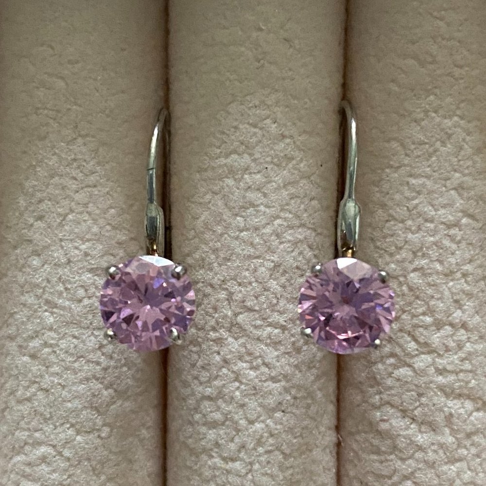 Cute Pink Gem Drop Earrings